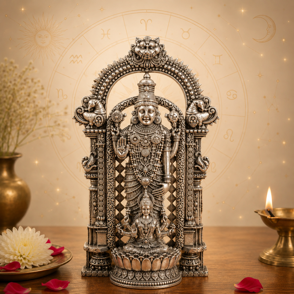 Gold Plated Venkateswara & Mahalakshmi Idol | Symbol of Wealth, Fortune & Prosperity