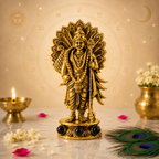 Gold Plated Lord Murugan with Peacock Idol | Symbol of Courage, Victory & Divine Protection
