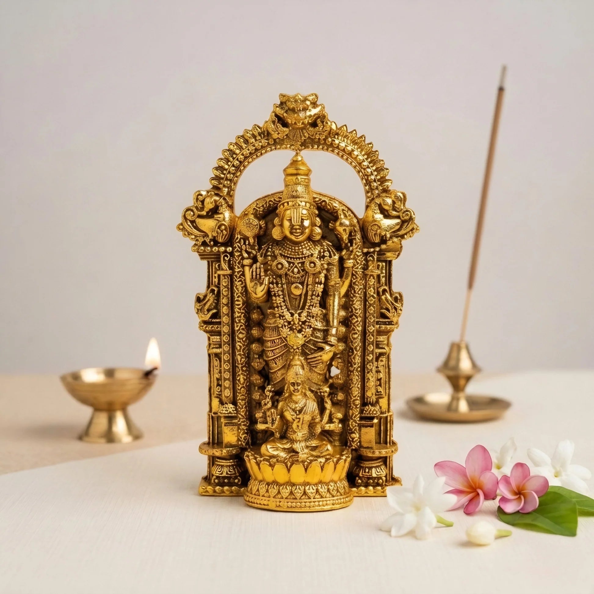 Gold Plated Venkateswara & Mahalakshmi Idol | Symbol of Wealth, Fortune & Prosperity