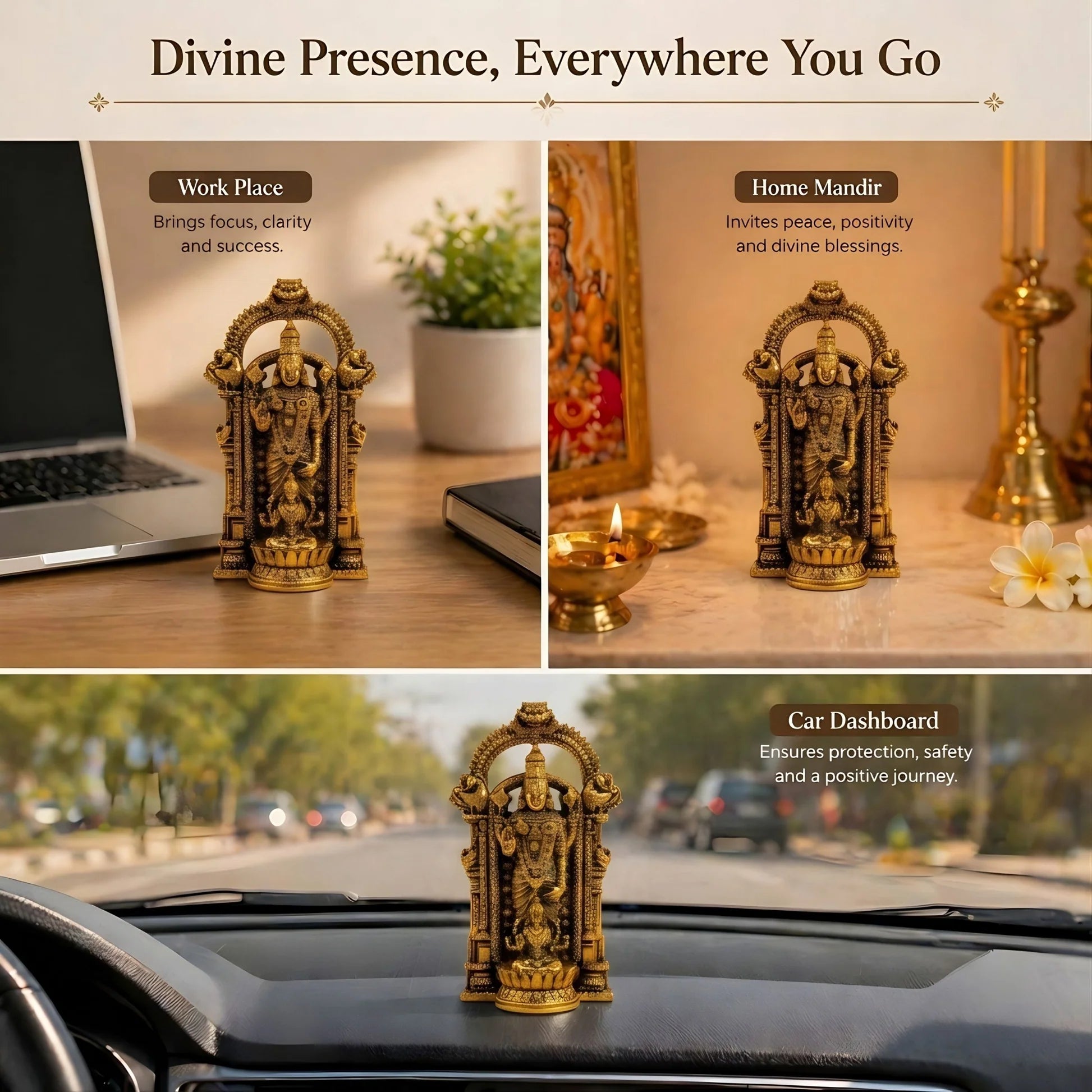 Gold Plated Venkateswara & Mahalakshmi Idol | Symbol of Wealth, Fortune & Prosperity