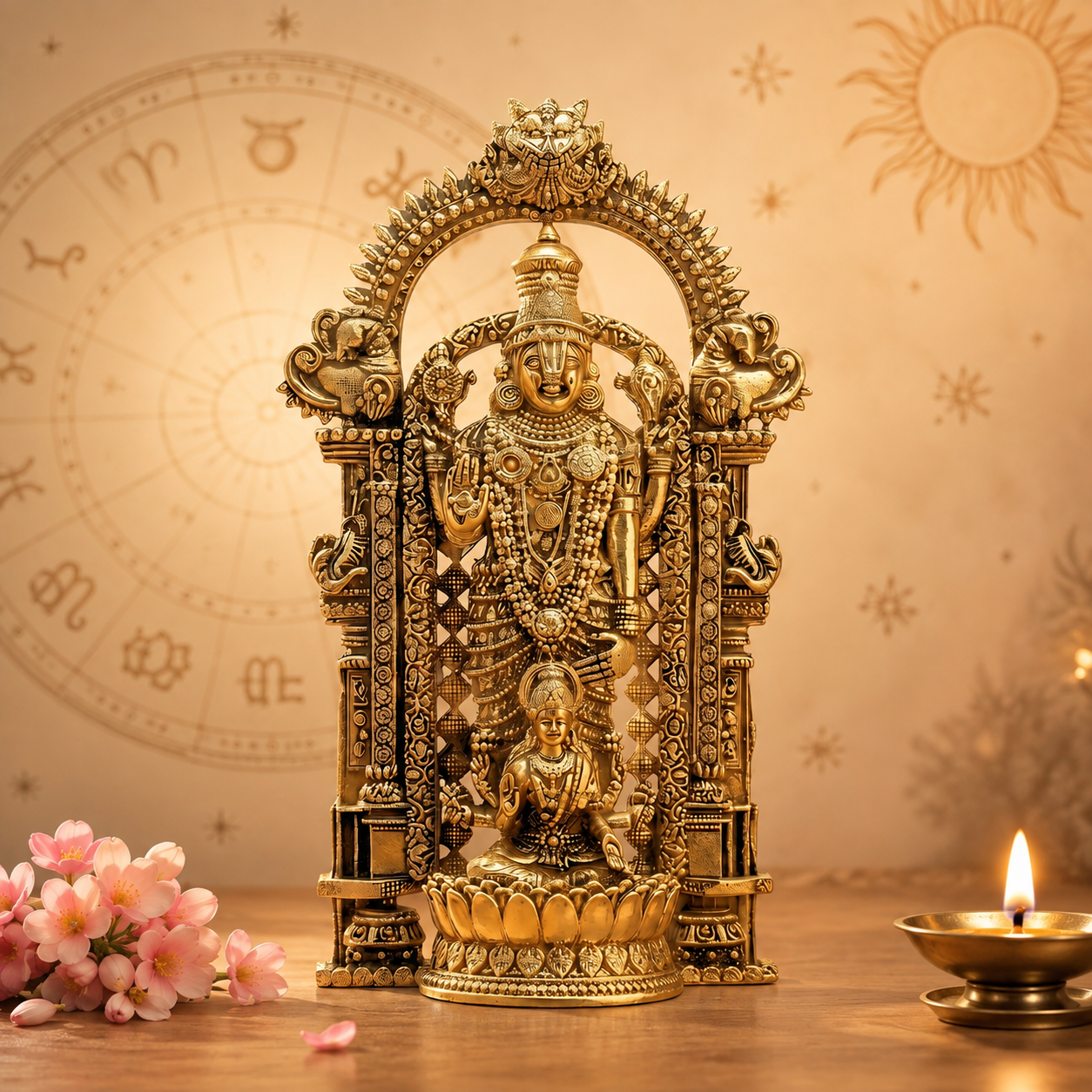 Silver Plated Shri Venkateswara & Mahalakshmi Idol | Symbol of Wealth, Blessings & Prosperity