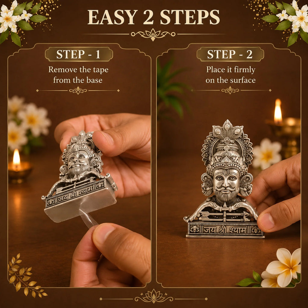 Silver Plated Jai Shree Shyam Idol | Symbol of Faith, Strength & Divine Blessings