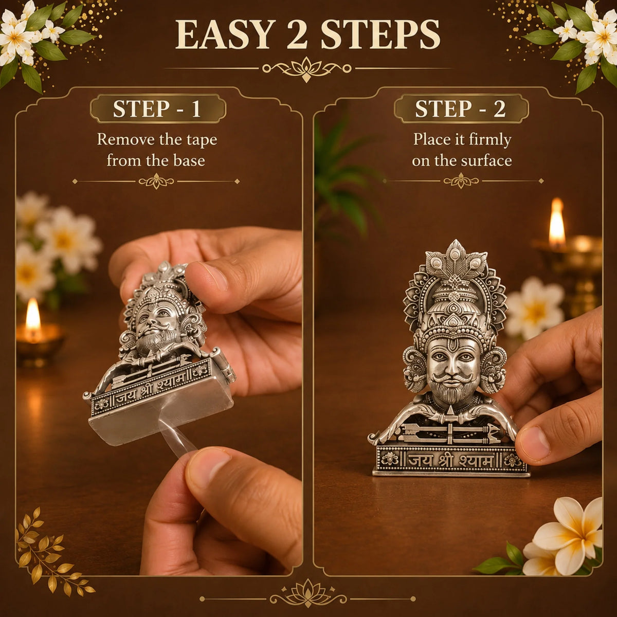 Silver Plated Jai Shree Shyam Idol | Symbol of Faith, Strength & Divine Blessings