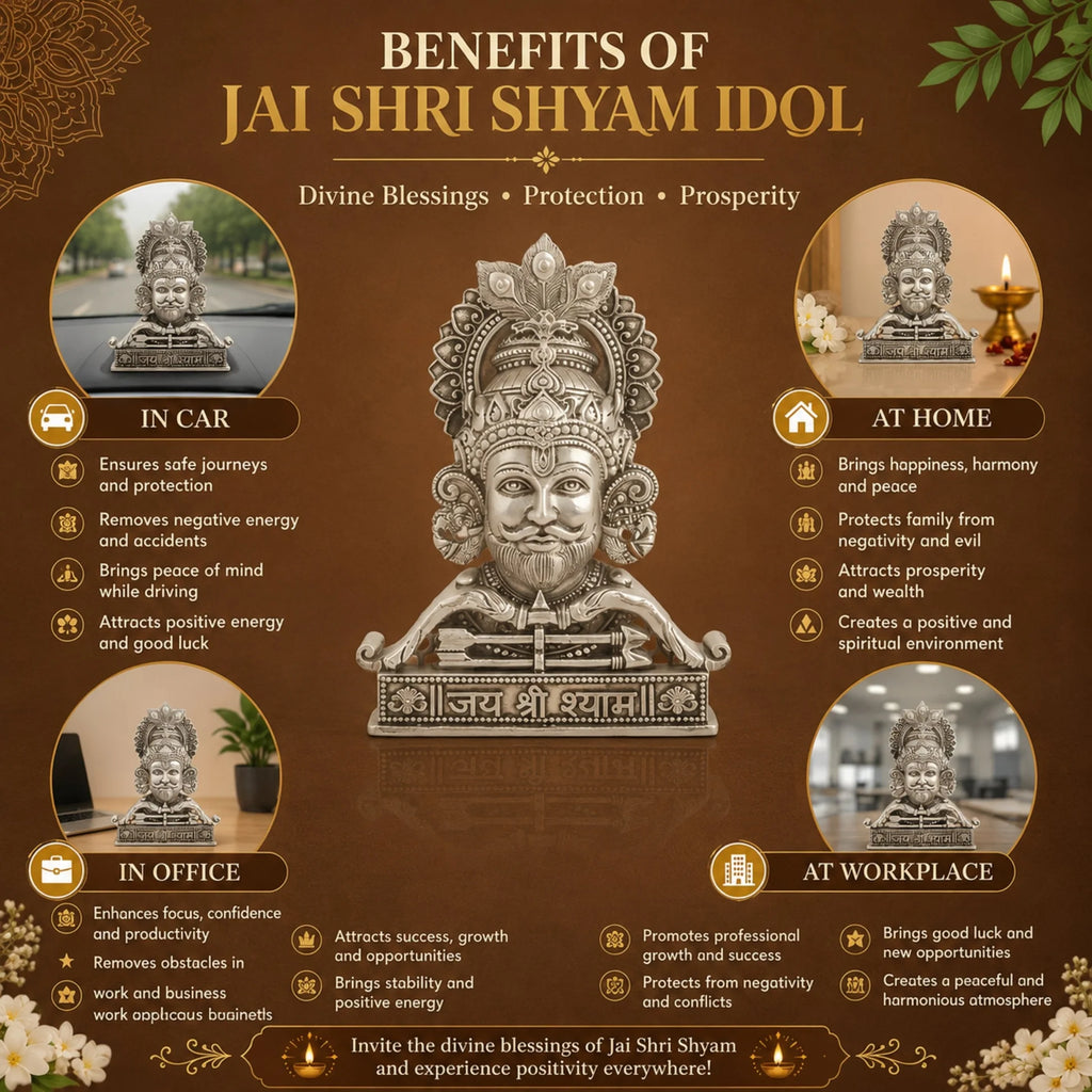 Silver Plated Jai Shree Shyam Idol | Symbol of Faith, Strength & Divine Blessings