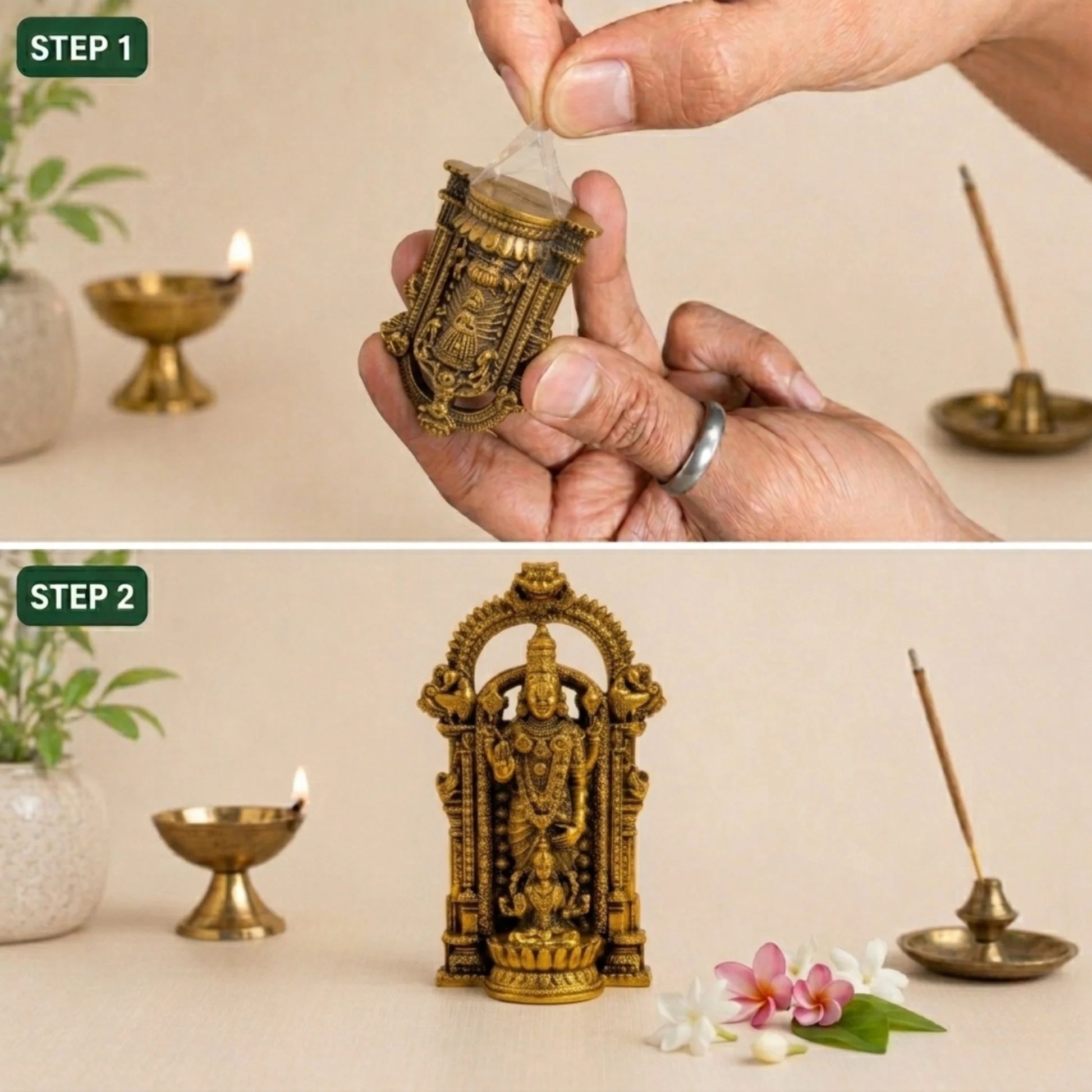 Gold Plated Venkateswara & Mahalakshmi Idol | Symbol of Wealth, Fortune & Prosperity